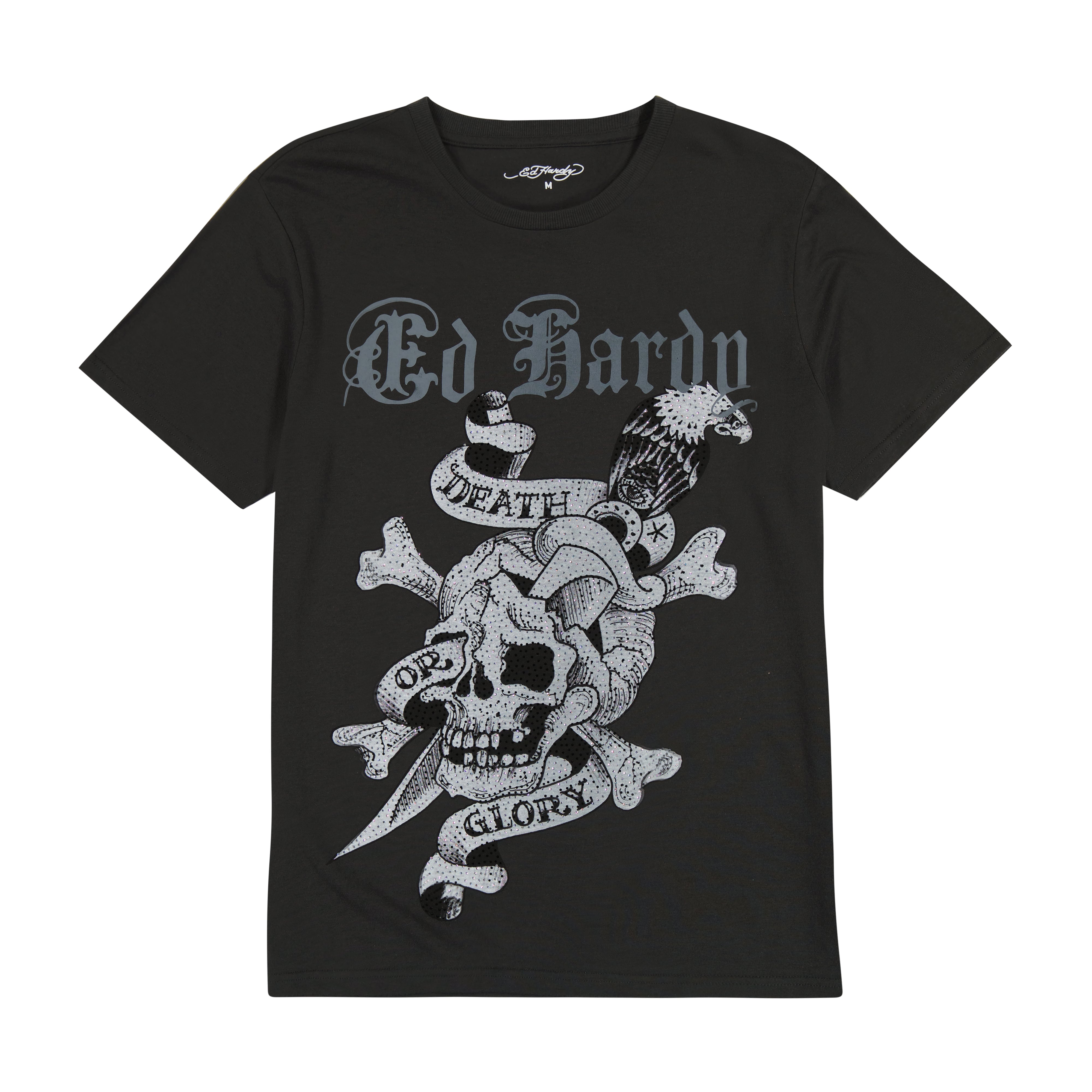 edhardyoriginals S / Charcoal Rhinestone DG Skull Tee