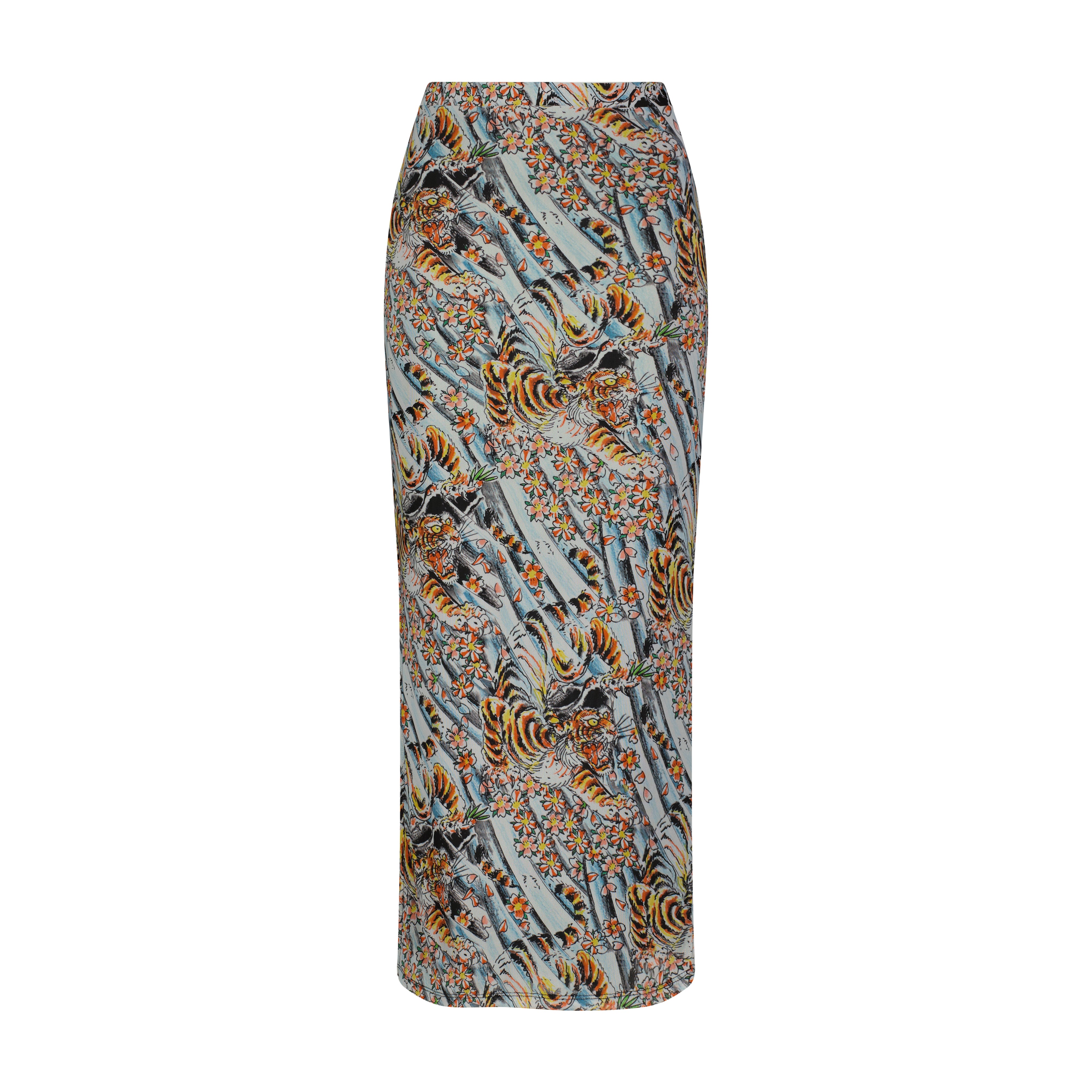 Tiger Print Mesh Maxi Skirt