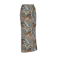 edhardyoriginals S / SKY Tiger Print Mesh Maxi Skirt