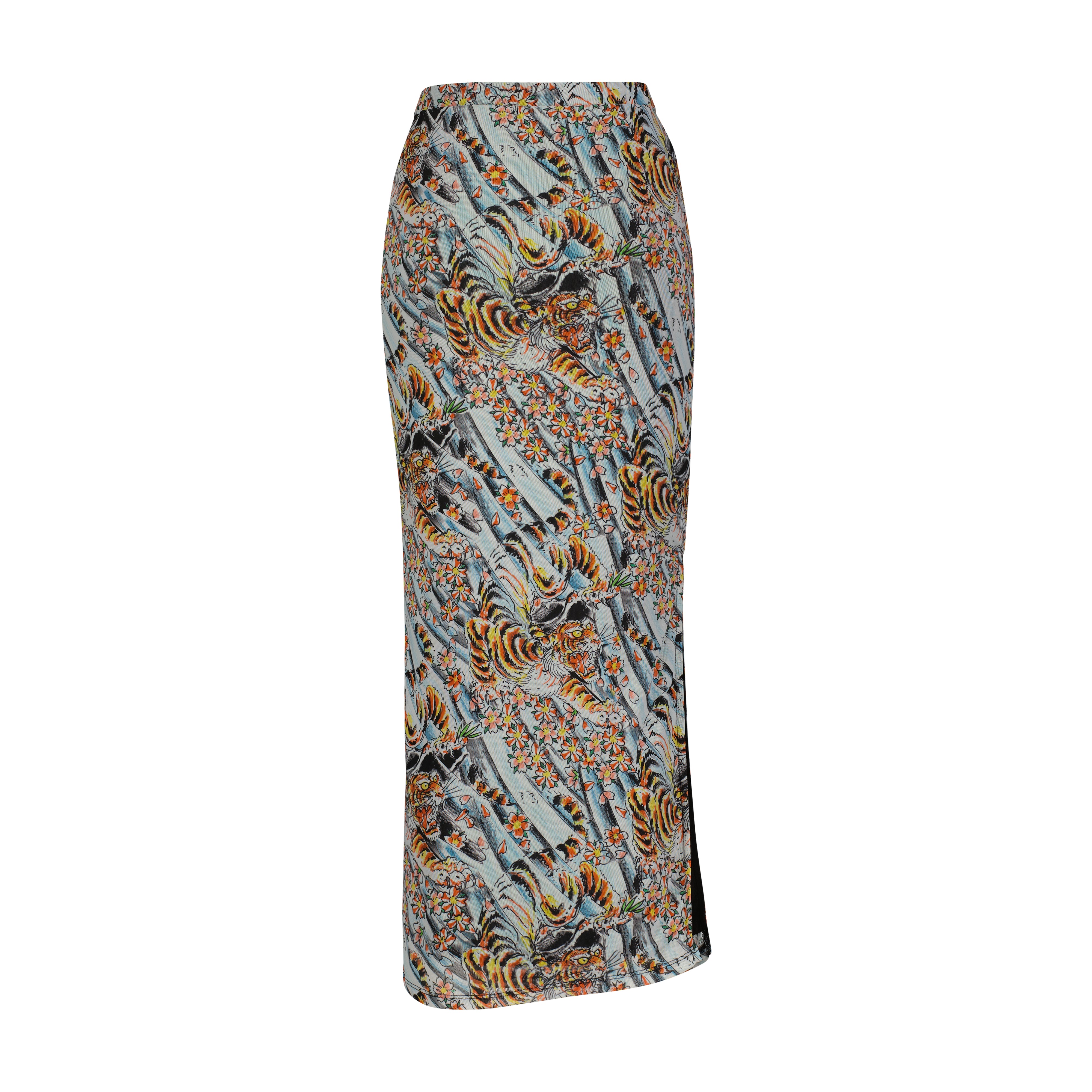 edhardyoriginals S / SKY Tiger Print Mesh Maxi Skirt