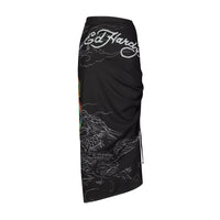 edhardyoriginals S / BLACK Dragon Print Mesh Maxi Skirt