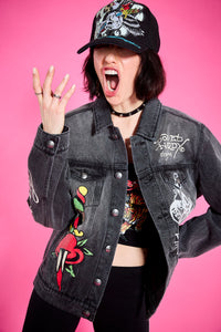 edhardyoriginals S / DARK GREY Heart Wings Unisex Trucker jacket