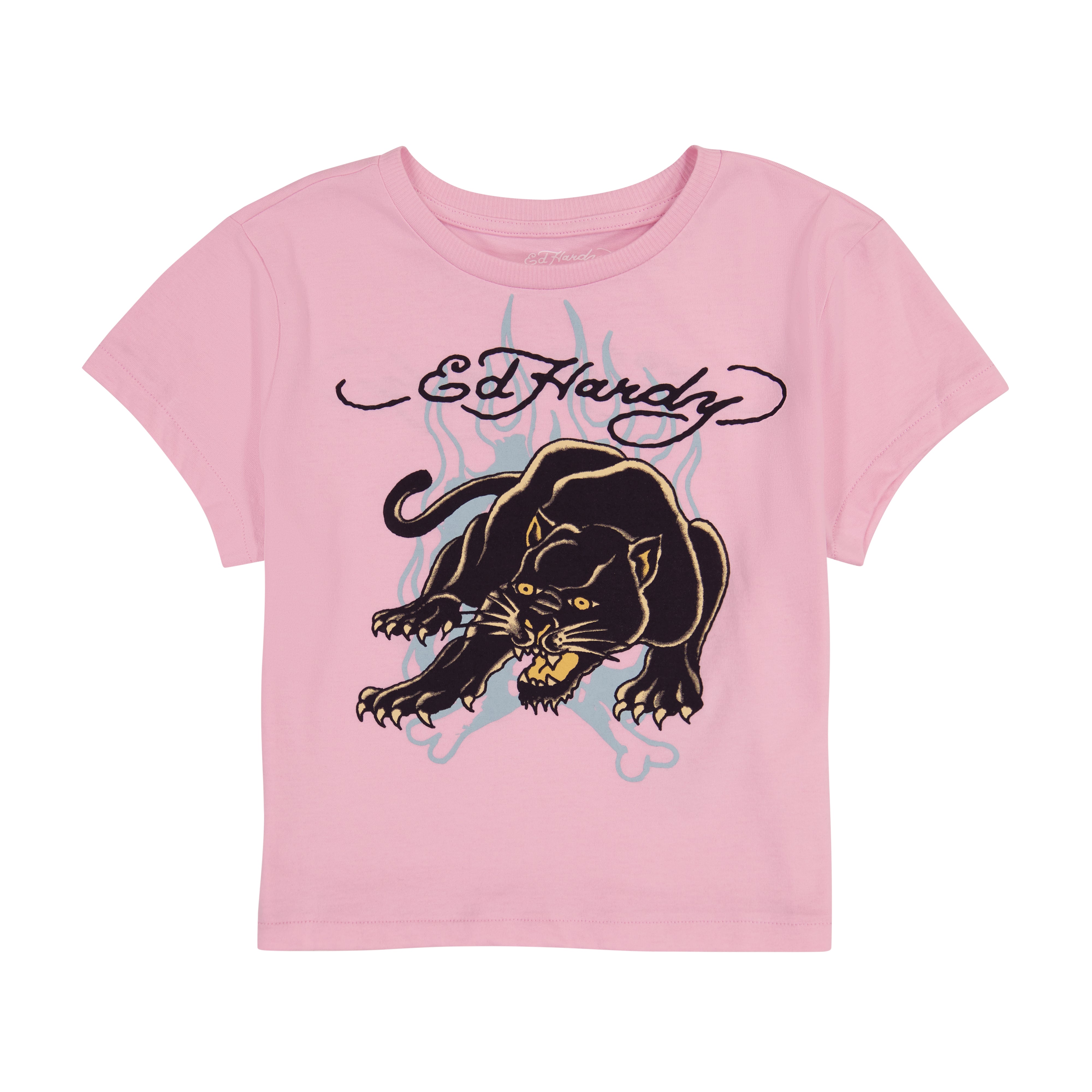edhardyoriginals S / BUBBLE GUM Panther Flame Baby Tee - Bubble Gum
