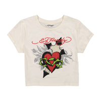 edhardyoriginals XS / IVORY Cross Heart Baby Tee