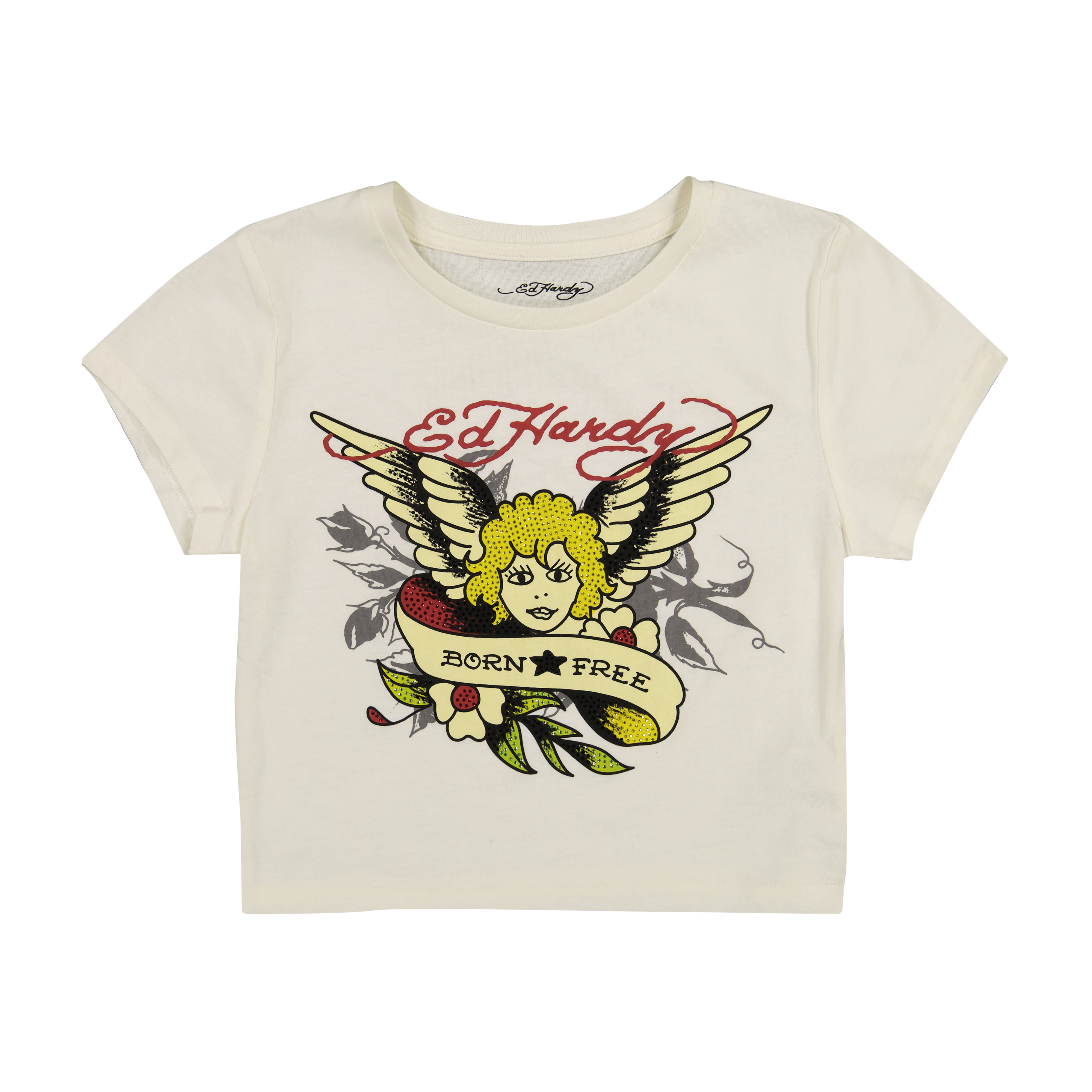 edhardyoriginals XS / IVORY Cherub Rhinestone Baby Tee