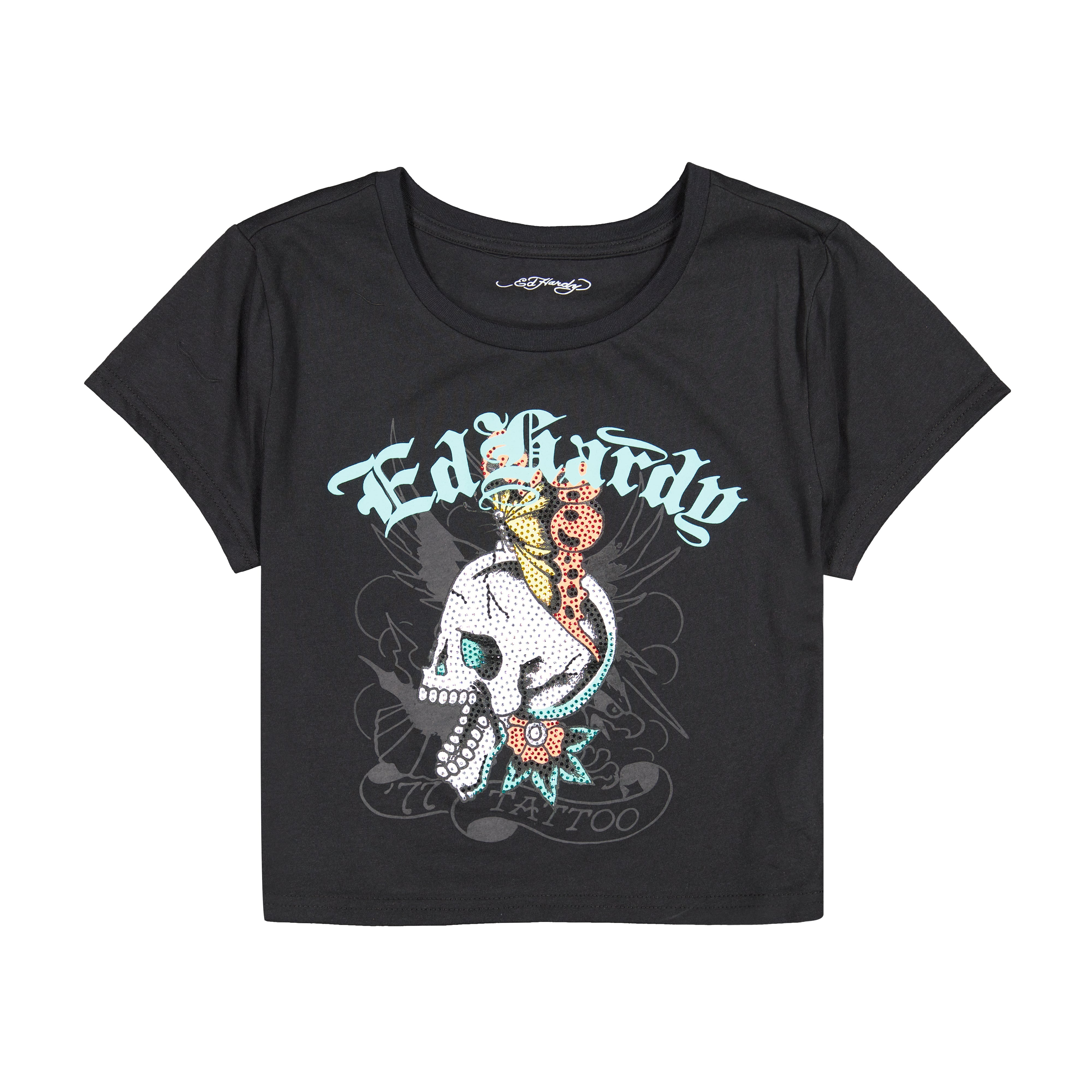 edhardyoriginals XS / BLACK Skull Butterfly Baby Tee