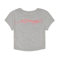 edhardyoriginals S / HEATHER GREY Rose Cobra Rhinestone Baby Tee