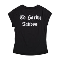 edhardyoriginals XS / BLACK Black Rose Rhinestone Cap Sleeve Tee