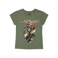 edhardyoriginals S / LT OLIVE Sailor Girl Cap Sleeve Tee