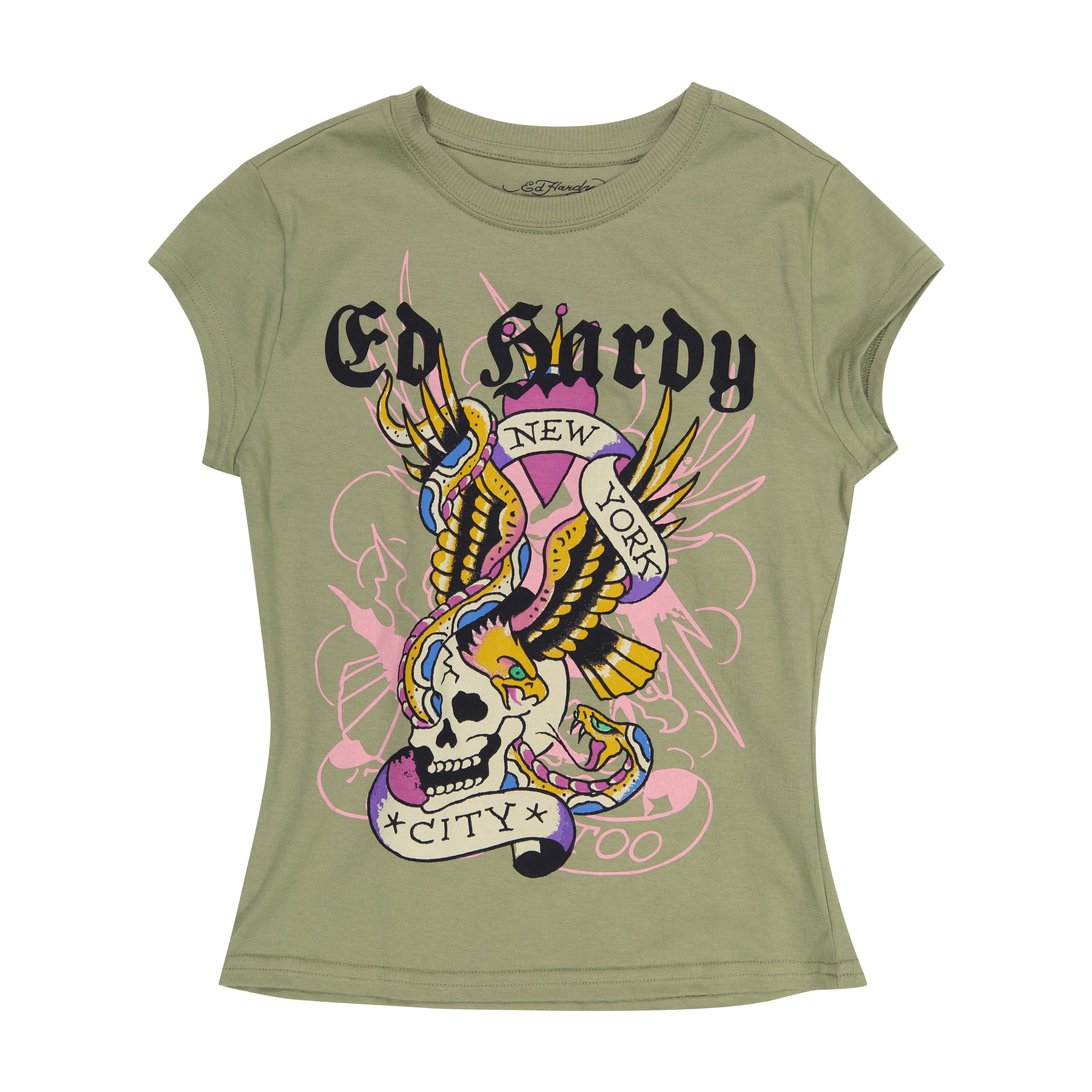 edhardyoriginals S / LT OLIVE NYC Skull Cap Sleeve Tee