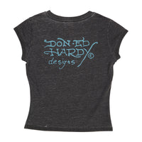 edhardyoriginals S / CHARCOAL Mary Burnout Cap Sleeve Tee