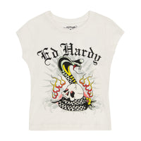 edhardyoriginals S / WHITE Cobra Burnout Cap Sleeve Tee