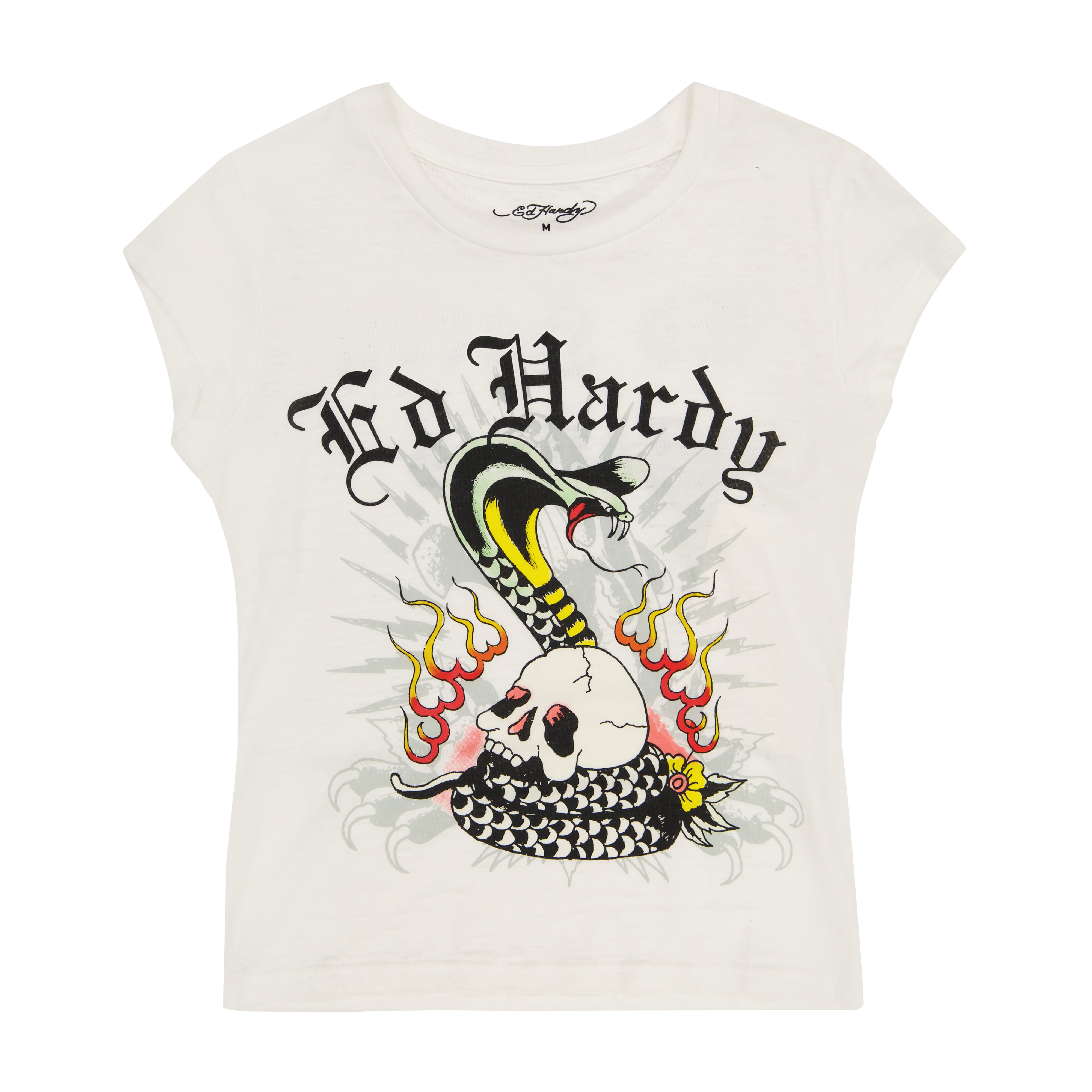 edhardyoriginals S / WHITE Cobra Burnout Cap Sleeve Tee