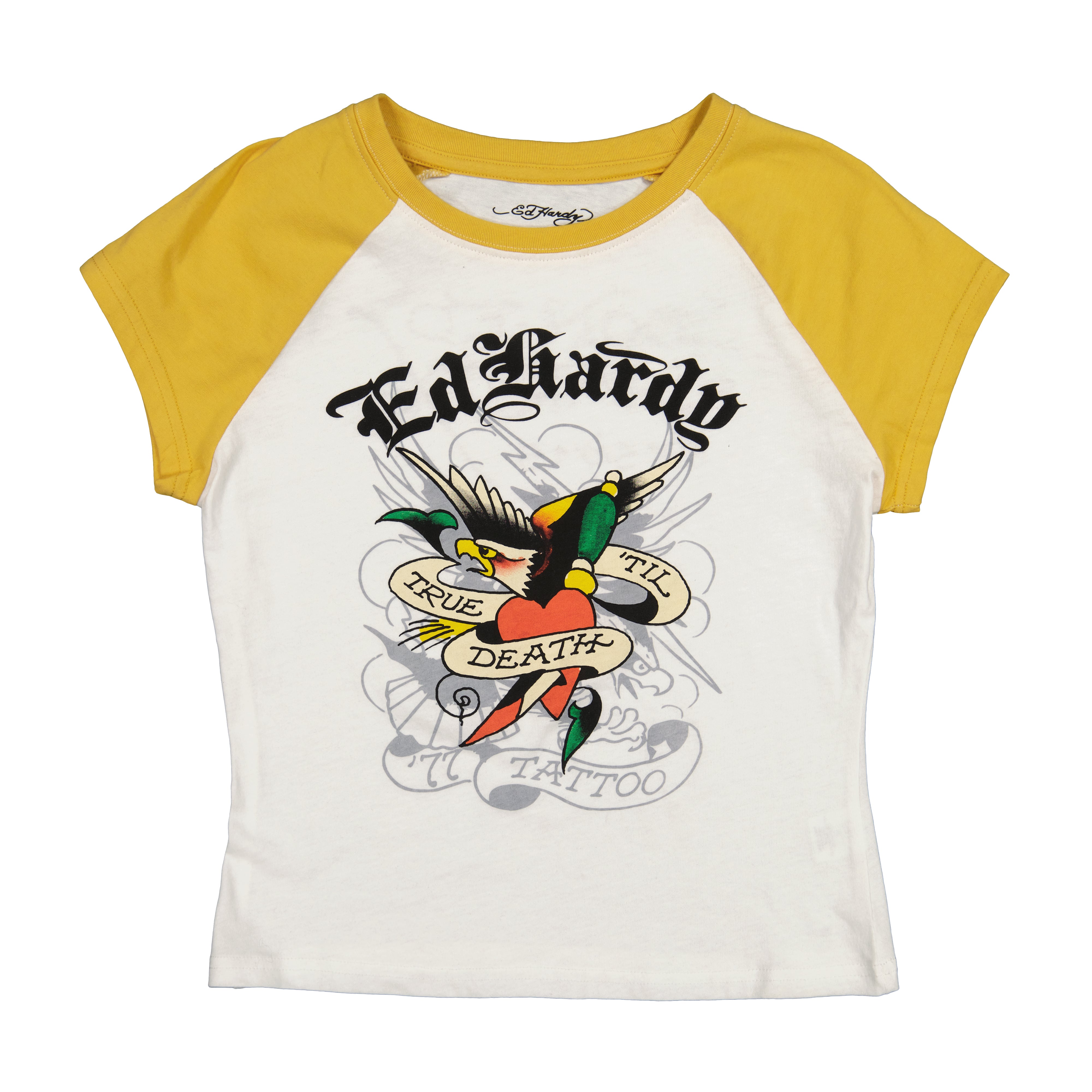 edhardyoriginals XS / WHITE / GOLD True Eagle Raglan Cap Sleeve Tee - White/Gold