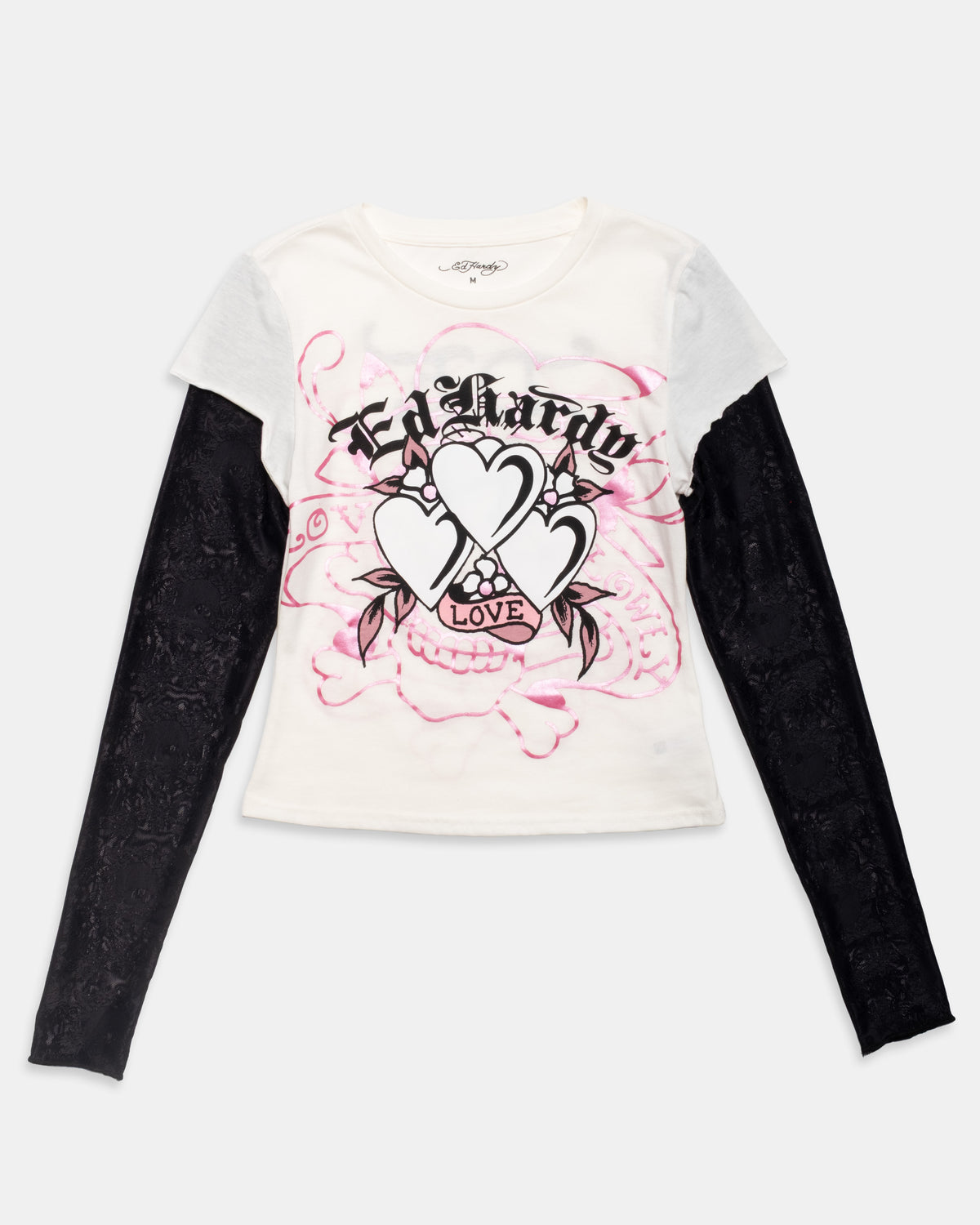 3 Cream Hearts Lace Hang Down Tee