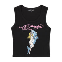 edhardyoriginals S / BLACK Dolphin Girl Tank Top