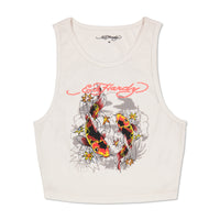 edhardyoriginals XS / White Koi Fish Rib Knit Tank