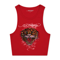 edhardyoriginals XS / Red Rhinestone Tiger Rib Knit Tank