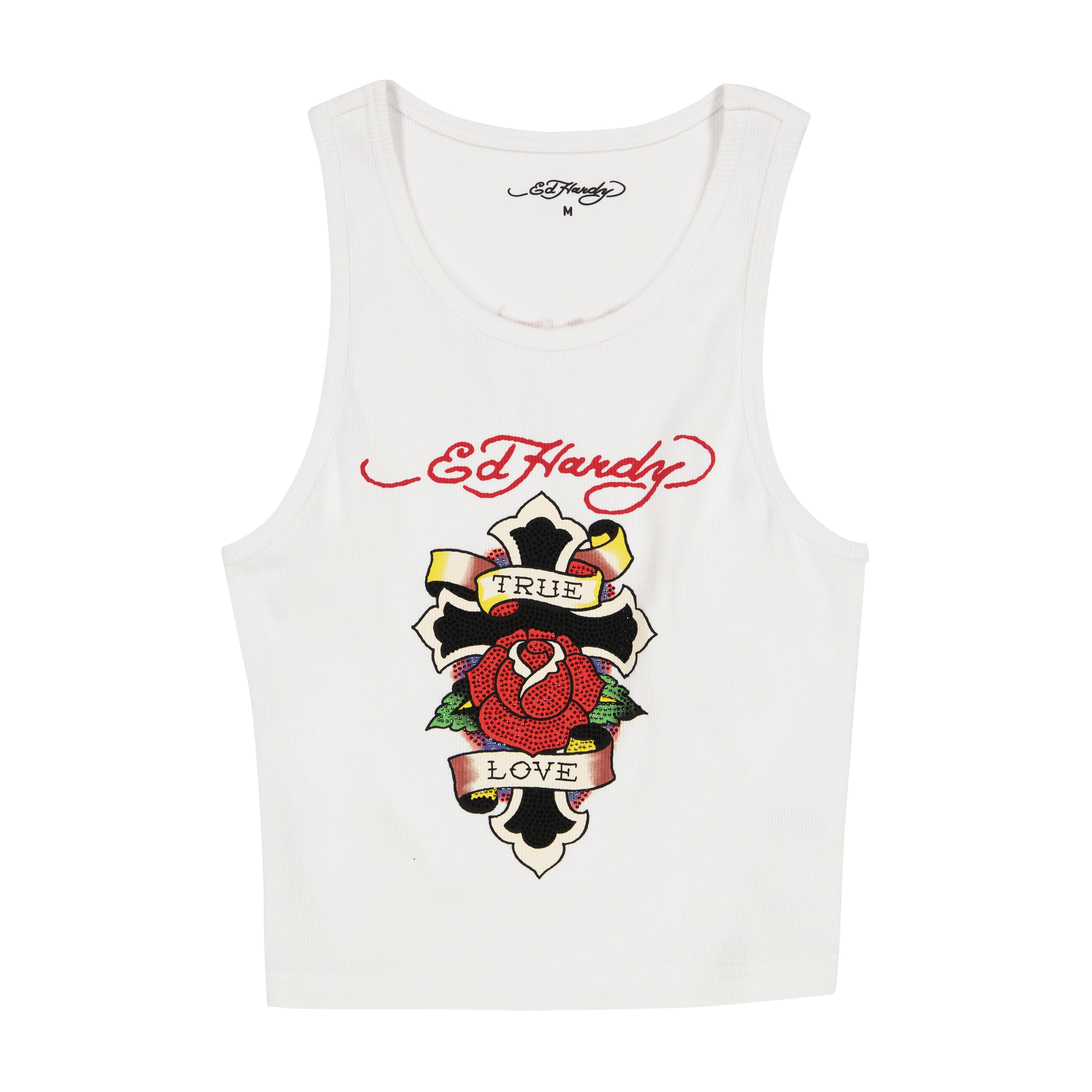 edhardyoriginals S / White Cross Rib Tank Top