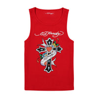 edhardyoriginals XS / CHERRY Cross Rhinestone Tank Top