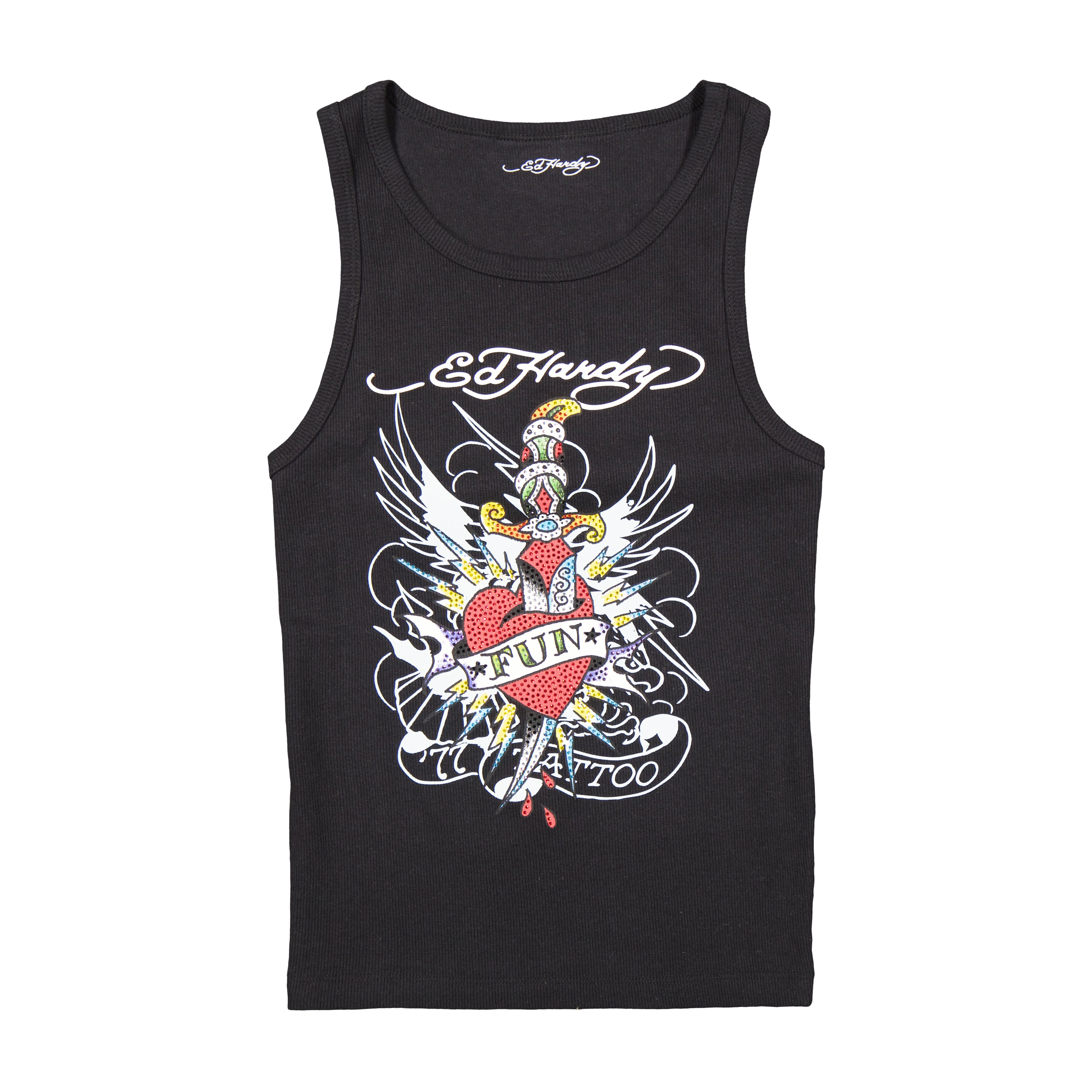 edhardyoriginals XS / BLACK Fun Dagger Rhinestone Tank Top