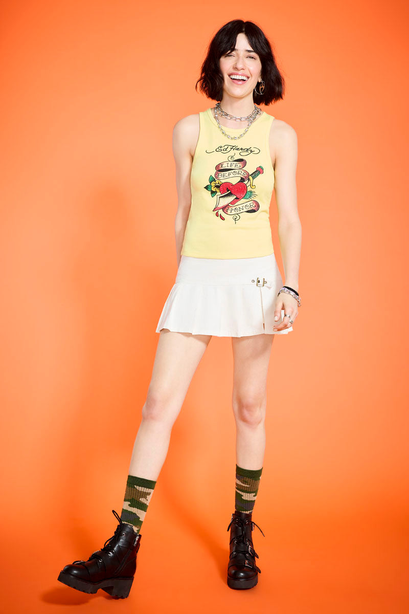 Heart Sword Rhinestone Tank Top