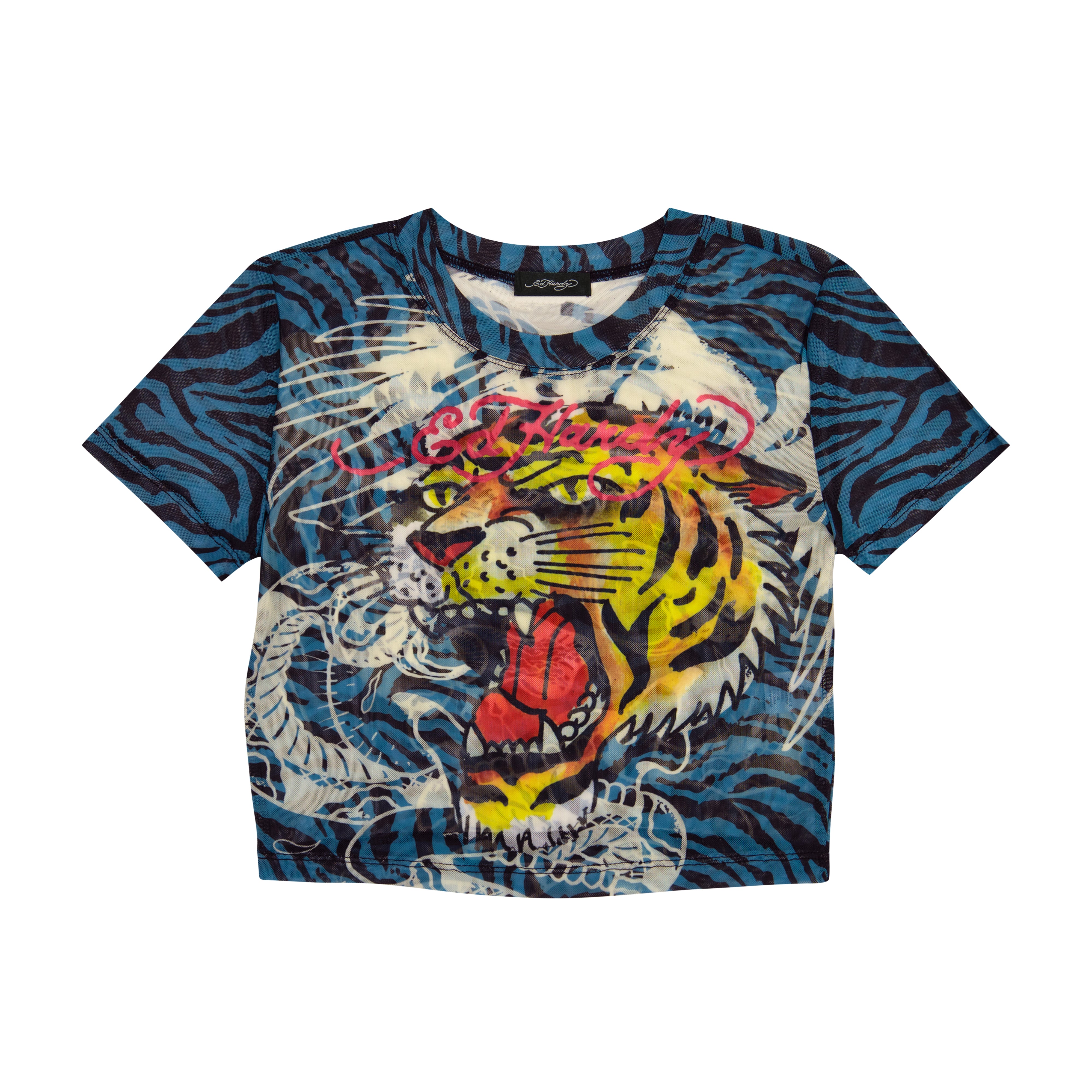 edhardyoriginals XS / JEWEL Tiger Head Power Mesh Baby Tee
