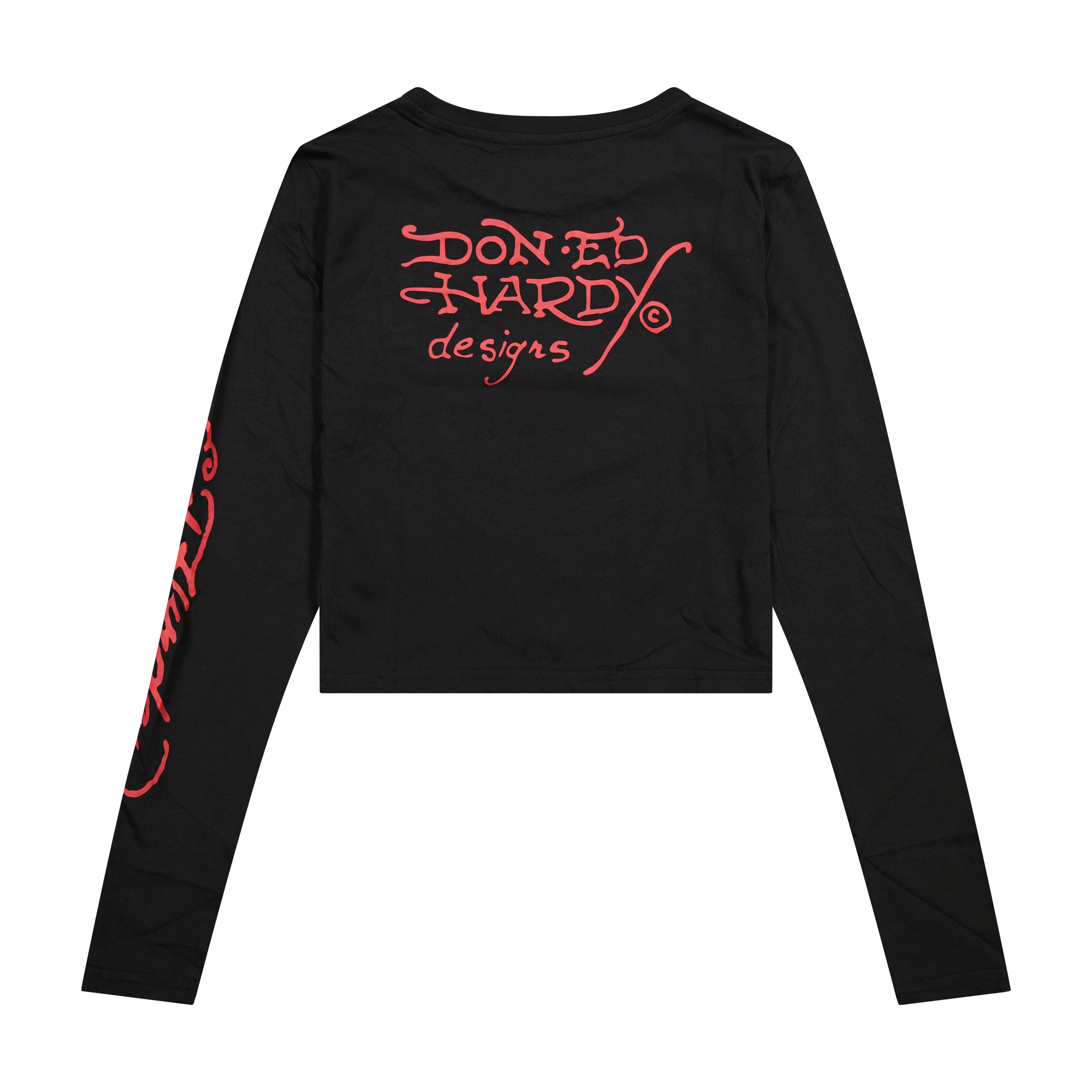 Cross Long Sleeve Rhinestone Crop Tee