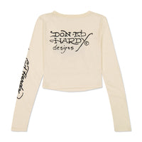 edhardyoriginals S / Ivory Rhinestone Long Sleeve Hearts Baby Tee