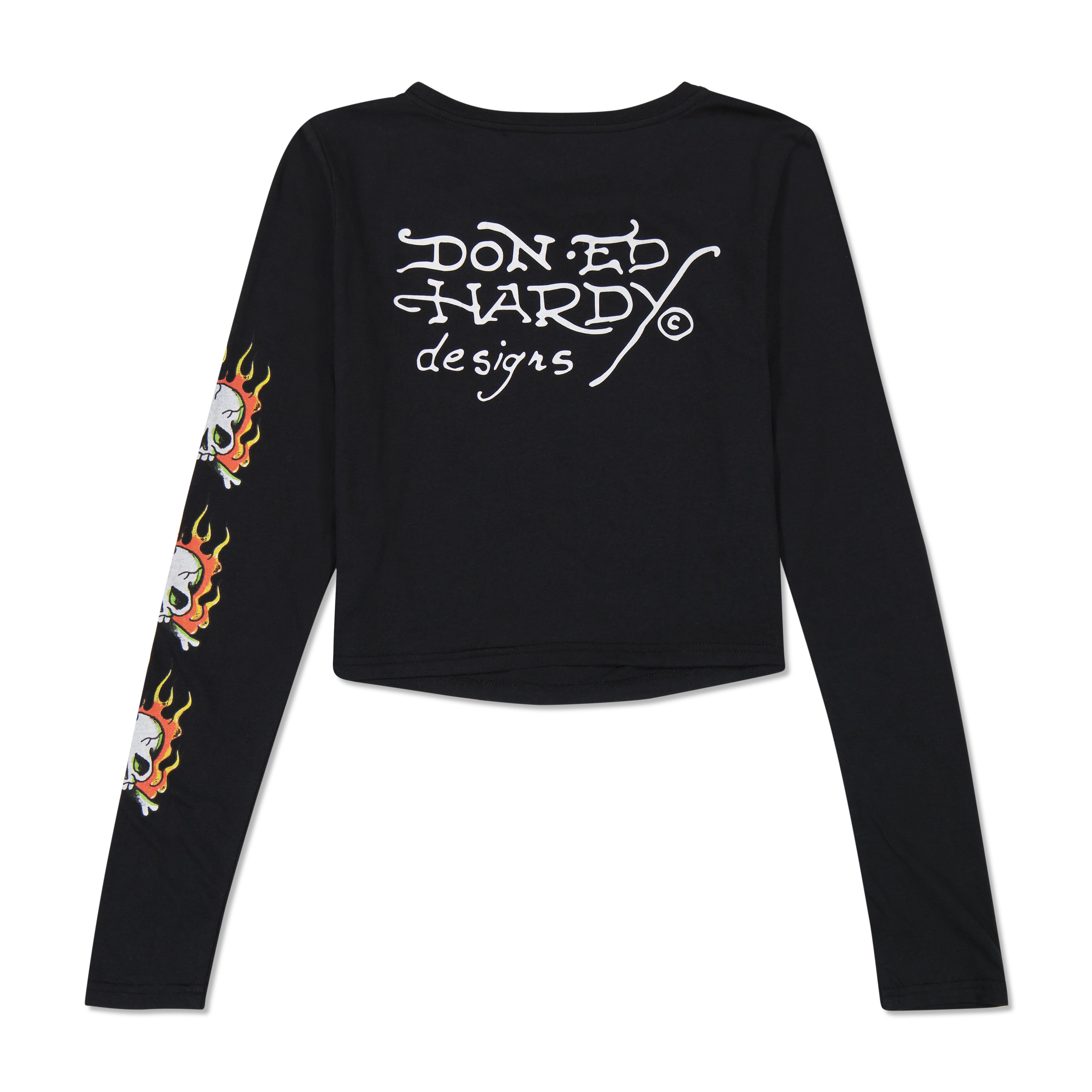 Rhinestone Flaming Tiger Long Sleeve Baby Tee