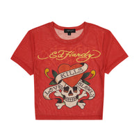 edhardyoriginals XS / Cherry Mesh LKS Skull Baby Tee