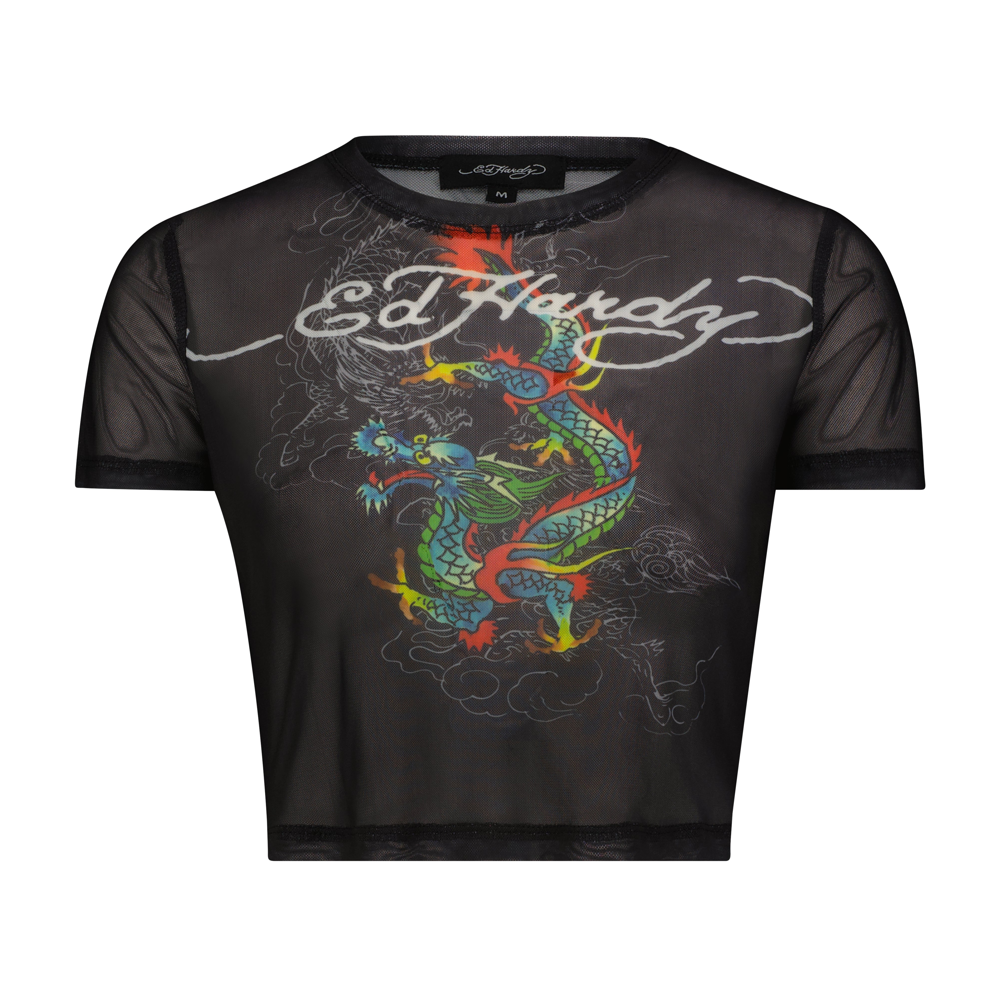 edhardyoriginals S / BLACK Dragon Print Mesh Shirt