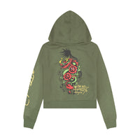edhardyoriginals S / LT OLIVE Dragon Heart Zip Front Hoodie