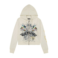 edhardyoriginals S / IVORY LKS Heart Zip Front Hoodie