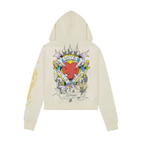 edhardyoriginals S / IVORY LKS Heart Zip Front Hoodie