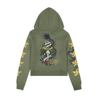 edhardyoriginals S / LT OLIVE Cobra Flame Zip Front Hoodie (Relaxed)