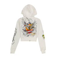 edhardyoriginals XS / WHITE Brave Eagle Cropped Hoodie - White