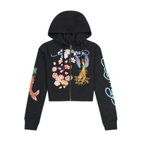 edhardyoriginals XS / BLACK Phoenix Cropped Hoodie - Black