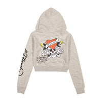 edhardyoriginals XS / HEATHER GREY LKS Skull Zip Front Hoodie - Heather Grey