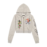 edhardyoriginals XS / HEATHER GREY LKS Skull Zip Front Hoodie - Heather Grey