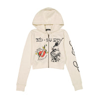 edhardyoriginals S / IVORY Dagger Heart Cropped Hoodie