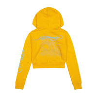 Butterflies Cropped Hoodie - Marigold