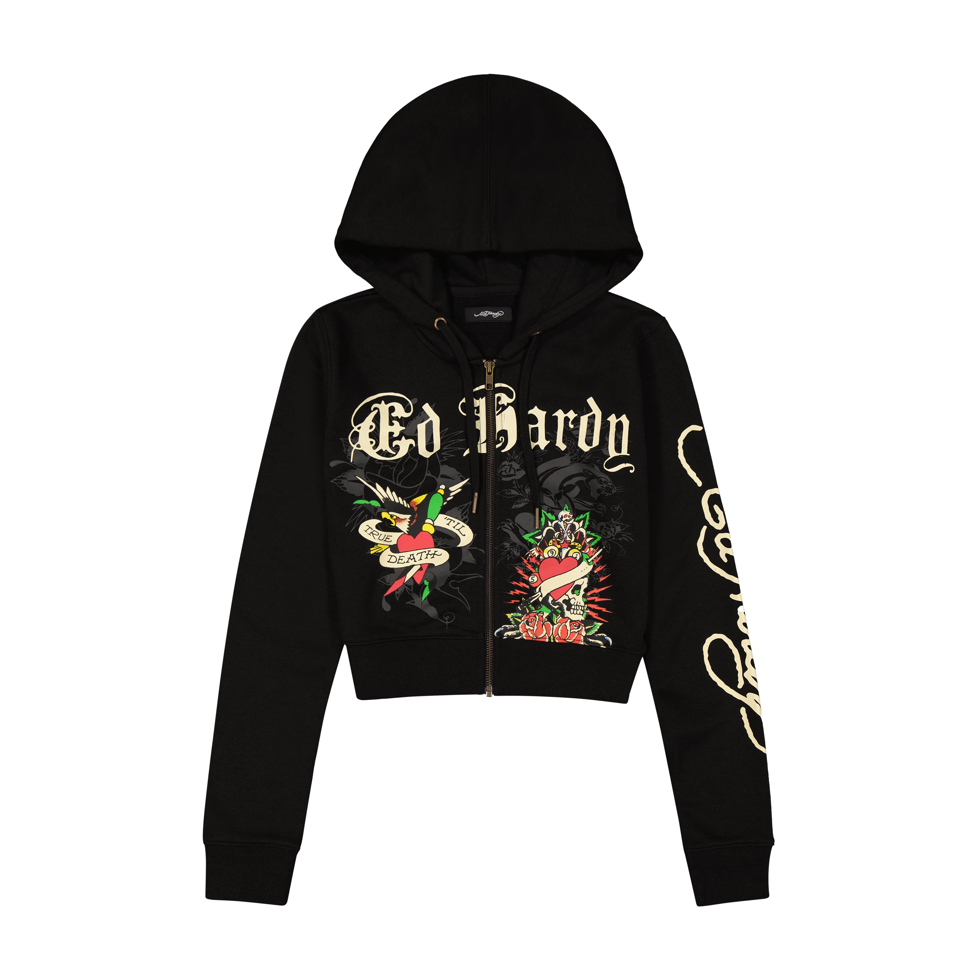 Rose Skull Zip Front Hoodie