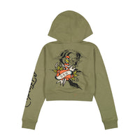 edhardyoriginals S / LIGHT OLIVE Dragon Dagger Zip Front Hoodie