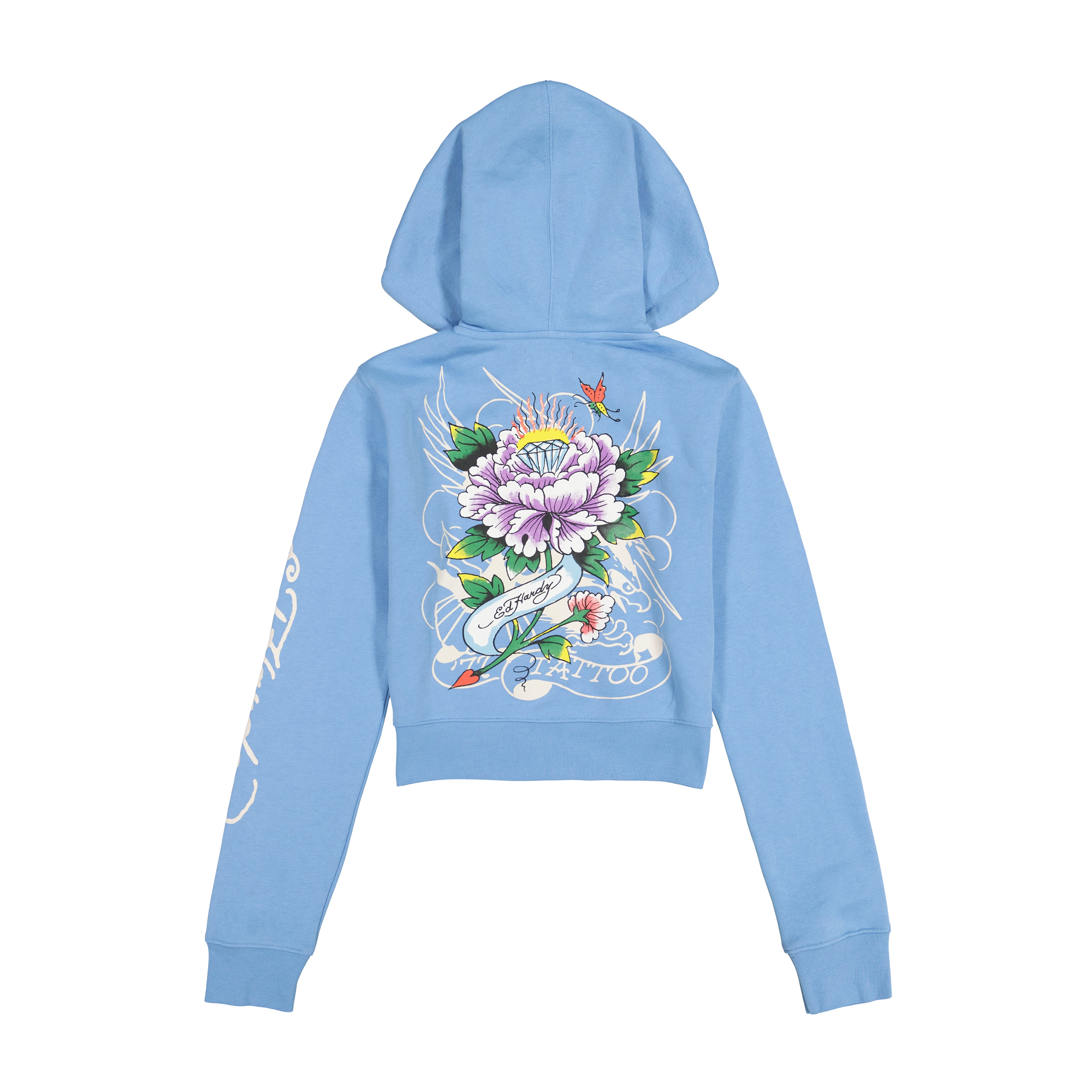 Flower Skull Cropped Hoodie