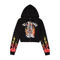 edhardyoriginals S / BLACK Tiger Flame Zip Front Hoodie