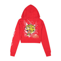 edhardyoriginals S / RED Tiger Mountain Zip Front Cropped Hoodie