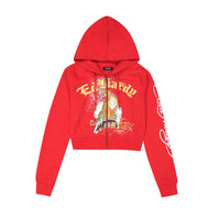 edhardyoriginals S / RED Tiger Mountain Zip Front Cropped Hoodie