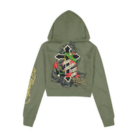 edhardyoriginals S / LT OLIVE Hello Sailor Zip Front Hoodie