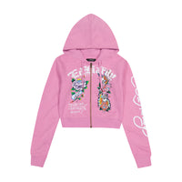 edhardyoriginals S / ORCHID Flower Skull Front Hoodie